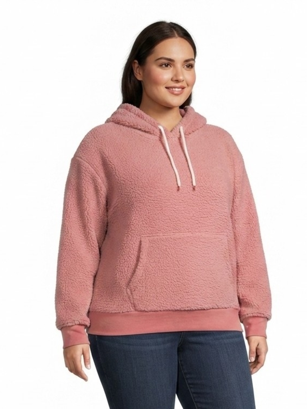 ​Member's Mark Dusty Pink Sherpa Textured Weekend Hoodie Sweatshirt Plus XXL